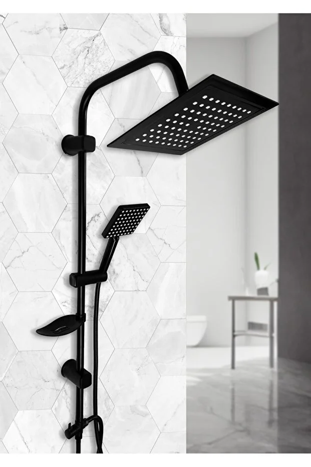 Siyah Lüks Paslanmaz Tepe Robot Duş Başlığı Seti Farah